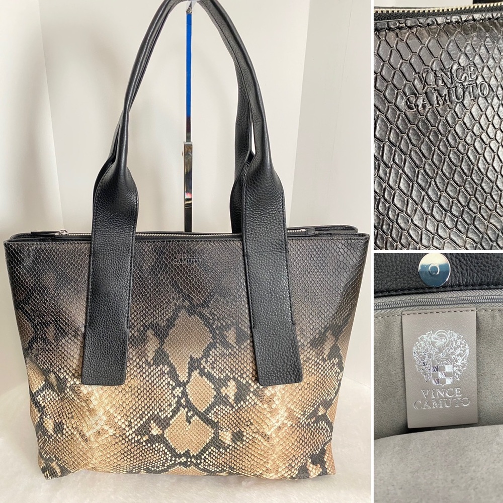 Vince Camuto Dee Tote Bag Natural/Black Snakeskin Print